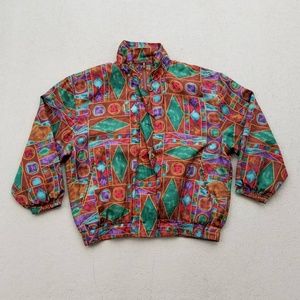 90s 100% silk funky windbreaker jacket!